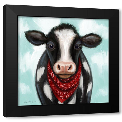 Cow Boy Black Modern Wood Framed Art Print by Tyndall, Elizabeth