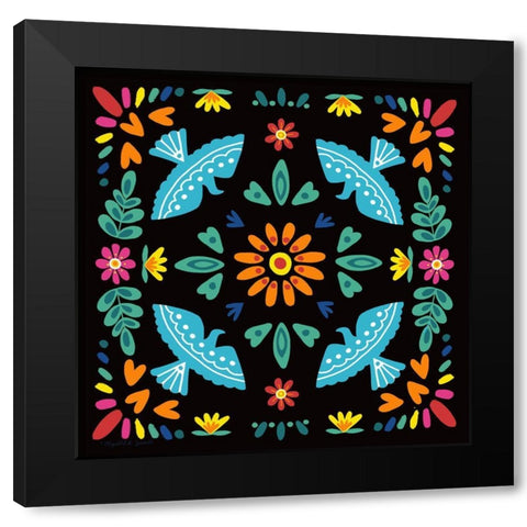 Spanish Tile Black Modern Wood Framed Art Print with Double Matting by Tyndall, Elizabeth