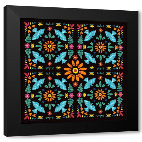 Spanish Tiles Black Modern Wood Framed Art Print with Double Matting by Tyndall, Elizabeth