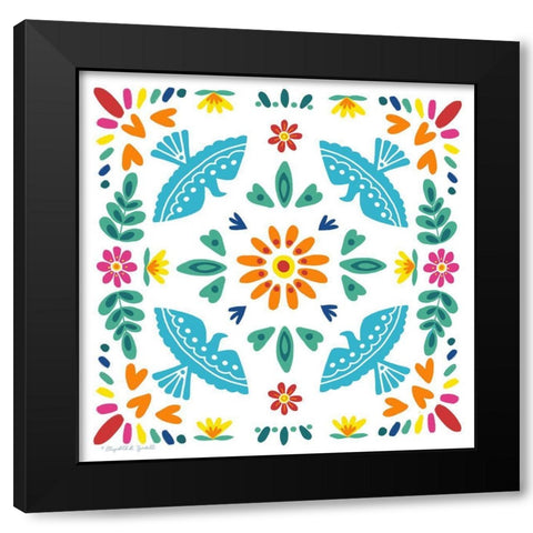 Spanish Tile Black Modern Wood Framed Art Print with Double Matting by Tyndall, Elizabeth