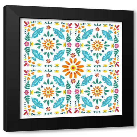 Spanish Tiles Black Modern Wood Framed Art Print with Double Matting by Tyndall, Elizabeth