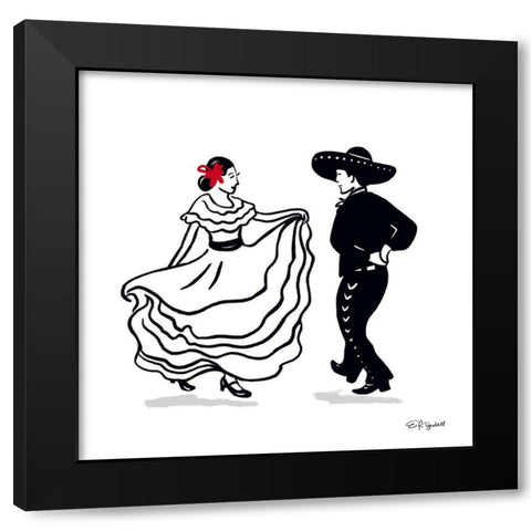 Spanish Dancers Black Modern Wood Framed Art Print with Double Matting by Tyndall, Elizabeth