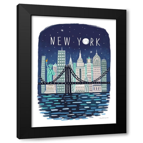 New York Black Modern Wood Framed Art Print by Tyndall, Elizabeth