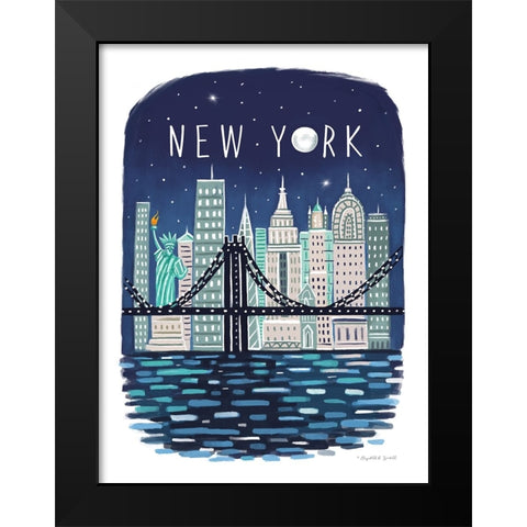 New York Black Modern Wood Framed Art Print by Tyndall, Elizabeth