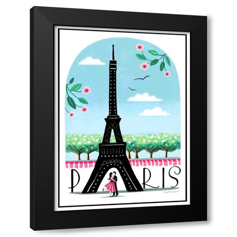 Paris Black Modern Wood Framed Art Print with Double Matting by Tyndall, Elizabeth