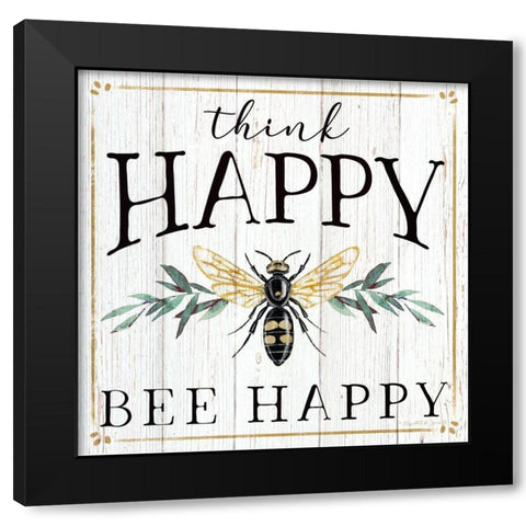 Think Happy Black Modern Wood Framed Art Print with Double Matting by Tyndall, Elizabeth