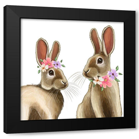 Bunnies Black Modern Wood Framed Art Print with Double Matting by Tyndall, Elizabeth