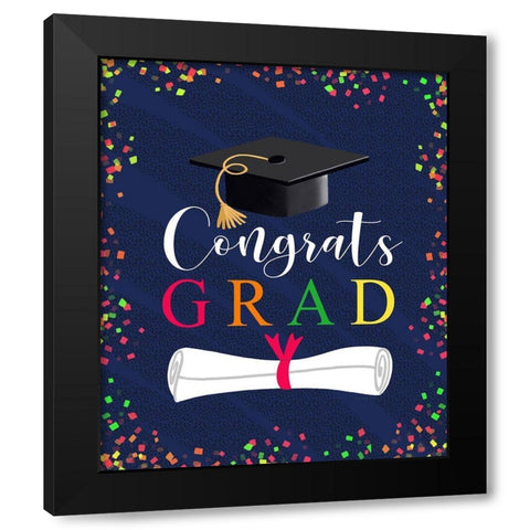 Congrats Grad Black Modern Wood Framed Art Print with Double Matting by Tyndall, Elizabeth