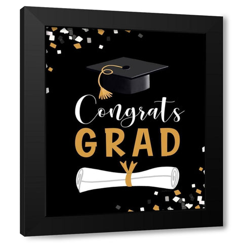 Congrats Grad Black Modern Wood Framed Art Print with Double Matting by Tyndall, Elizabeth