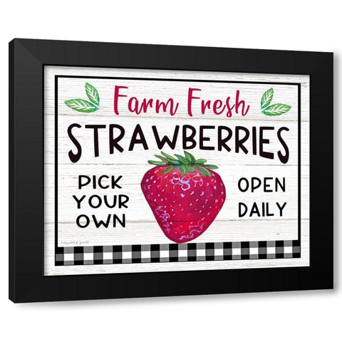 Farm Fresh Strawberries Black Modern Wood Framed Art Print with Double Matting by Tyndall, Elizabeth