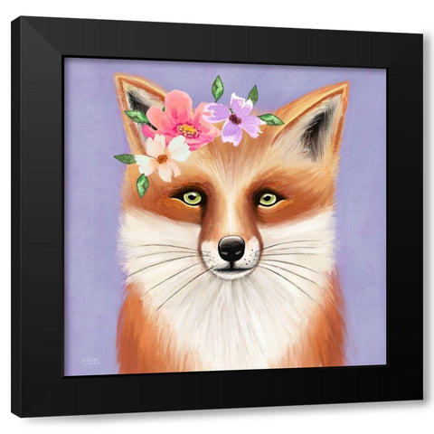 Purple Fox Black Modern Wood Framed Art Print with Double Matting by Tyndall, Elizabeth