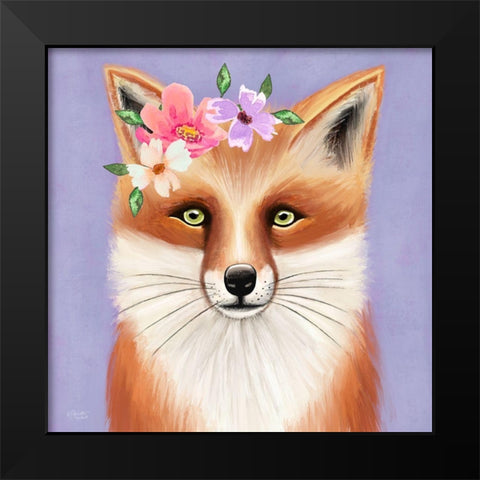 Purple Fox Black Modern Wood Framed Art Print by Tyndall, Elizabeth