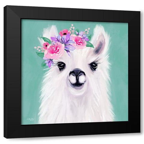 Green Llama Black Modern Wood Framed Art Print with Double Matting by Tyndall, Elizabeth