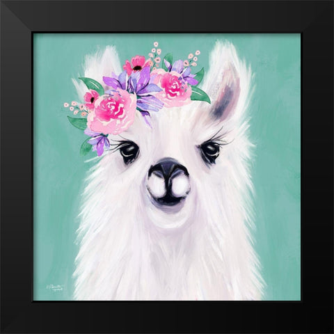 Green Llama Black Modern Wood Framed Art Print by Tyndall, Elizabeth