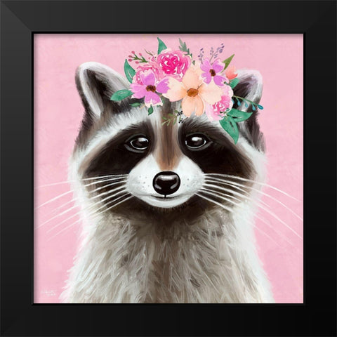 Pink Raccoon Black Modern Wood Framed Art Print by Tyndall, Elizabeth