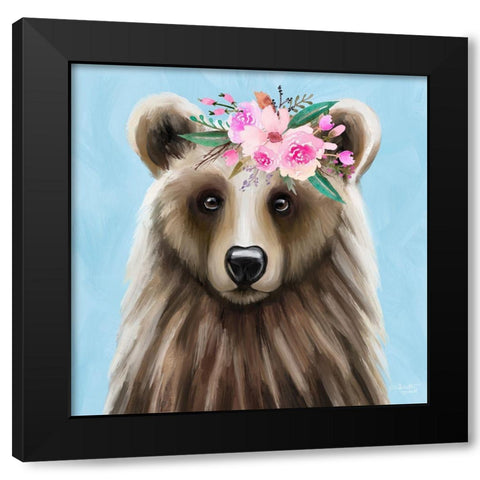 Blue Bear Black Modern Wood Framed Art Print with Double Matting by Tyndall, Elizabeth