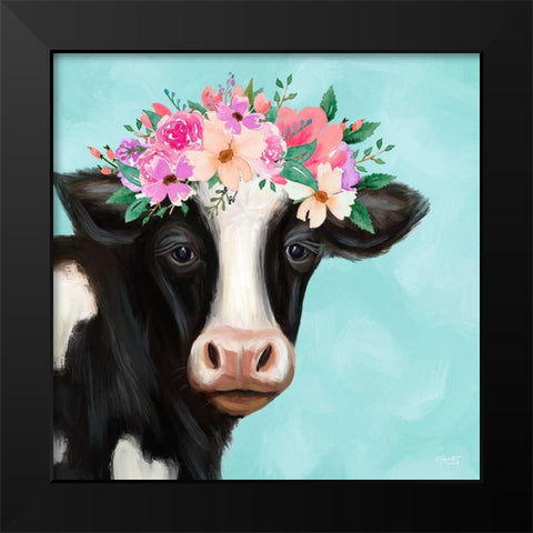 Blue Cow II Black Modern Wood Framed Art Print by Tyndall, Elizabeth