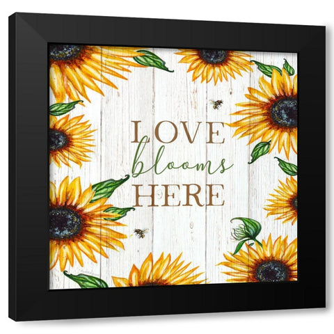 Love Blooms Here Black Modern Wood Framed Art Print by Tyndall, Elizabeth