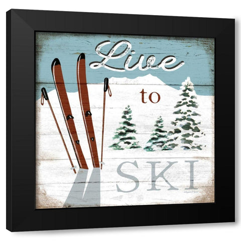 Live to Ski Black Modern Wood Framed Art Print by Tyndall, Elizabeth