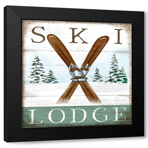 Ski Lodge Black Modern Wood Framed Art Print with Double Matting by Tyndall, Elizabeth