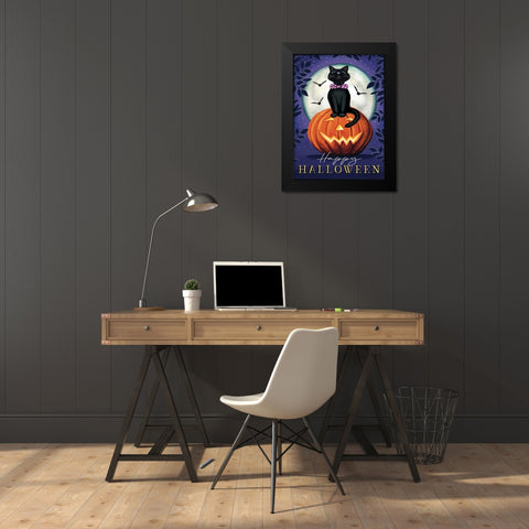 Happy Halloween Black Modern Wood Framed Art Print by Tyndall, Elizabeth