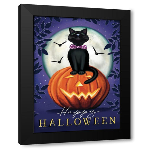 Happy Halloween Black Modern Wood Framed Art Print with Double Matting by Tyndall, Elizabeth