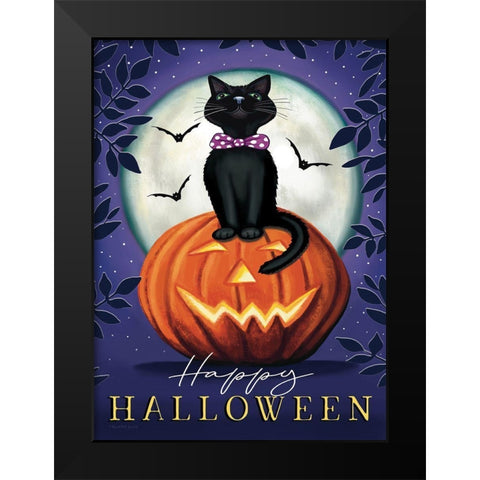 Happy Halloween Black Modern Wood Framed Art Print by Tyndall, Elizabeth