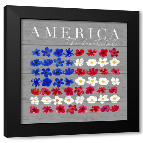 America the Beautiful Black Modern Wood Framed Art Print with Double Matting by Tyndall, Elizabeth