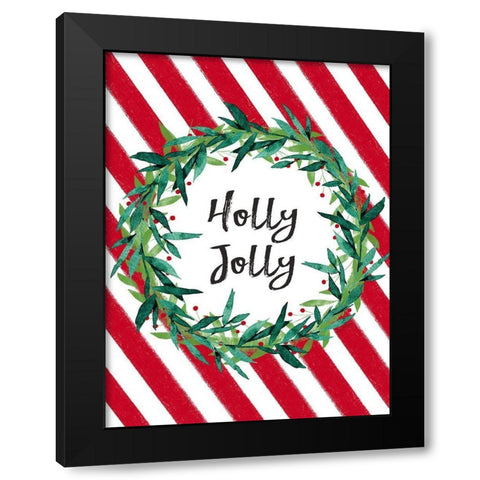 Holly Jolly Black Modern Wood Framed Art Print with Double Matting by Tyndall, Elizabeth