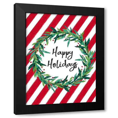 Happy Holidays Black Modern Wood Framed Art Print with Double Matting by Tyndall, Elizabeth