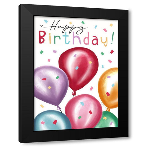 Birthday Balloons III Black Modern Wood Framed Art Print with Double Matting by Tyndall, Elizabeth