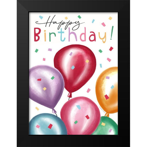 Birthday Balloons III Black Modern Wood Framed Art Print by Tyndall, Elizabeth