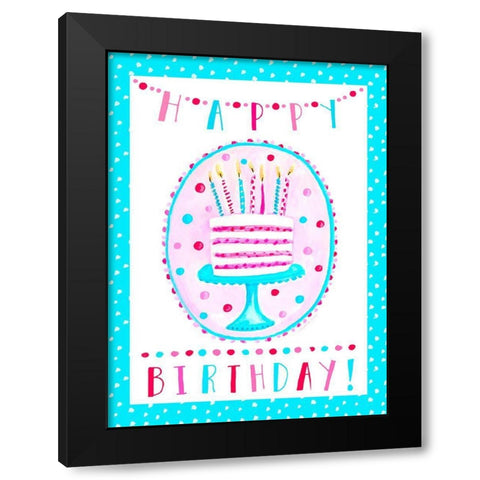 Happy Birthday Black Modern Wood Framed Art Print by Tyndall, Elizabeth