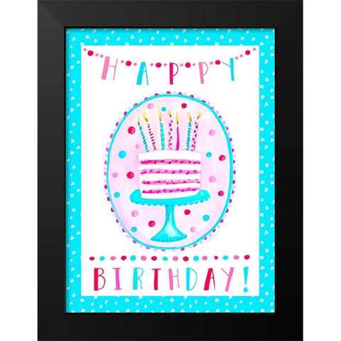 Happy Birthday Black Modern Wood Framed Art Print by Tyndall, Elizabeth