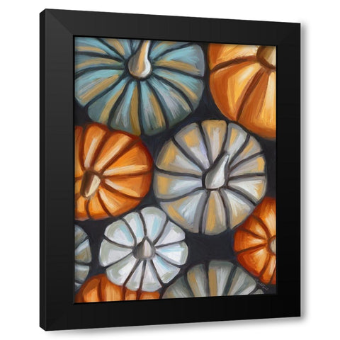 Fall Pumpkins Black Modern Wood Framed Art Print with Double Matting by Tyndall, Elizabeth