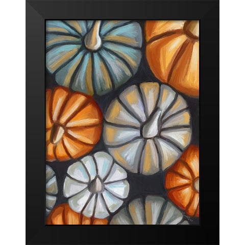 Fall Pumpkins Black Modern Wood Framed Art Print by Tyndall, Elizabeth
