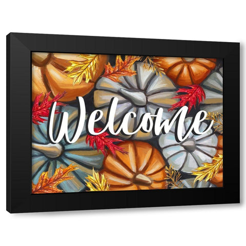 Welcome Pumpkins Black Modern Wood Framed Art Print by Tyndall, Elizabeth