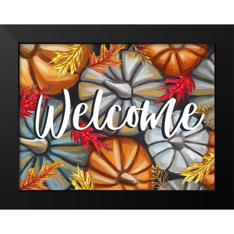 Welcome Pumpkins Black Modern Wood Framed Art Print by Tyndall, Elizabeth