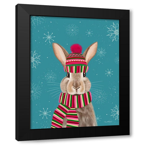 Holiday Bunny Black Modern Wood Framed Art Print by Tyndall, Elizabeth