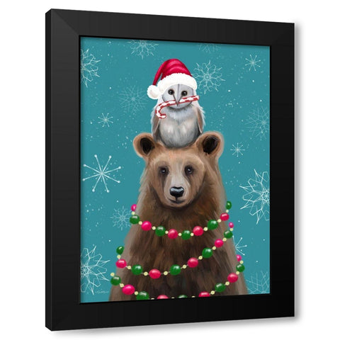 Holiday Bear Black Modern Wood Framed Art Print with Double Matting by Tyndall, Elizabeth