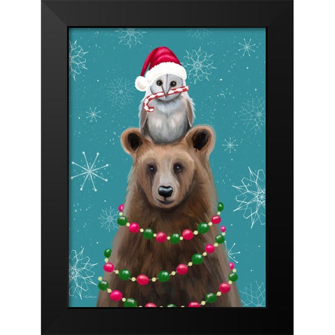 Holiday Bear Black Modern Wood Framed Art Print by Tyndall, Elizabeth