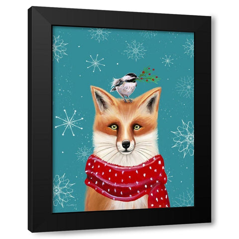 Holiday Fox Black Modern Wood Framed Art Print with Double Matting by Tyndall, Elizabeth