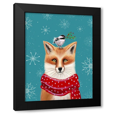 Holiday Fox Black Modern Wood Framed Art Print by Tyndall, Elizabeth