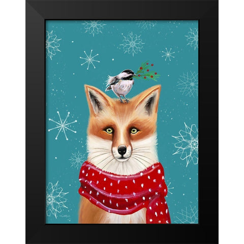 Holiday Fox Black Modern Wood Framed Art Print by Tyndall, Elizabeth