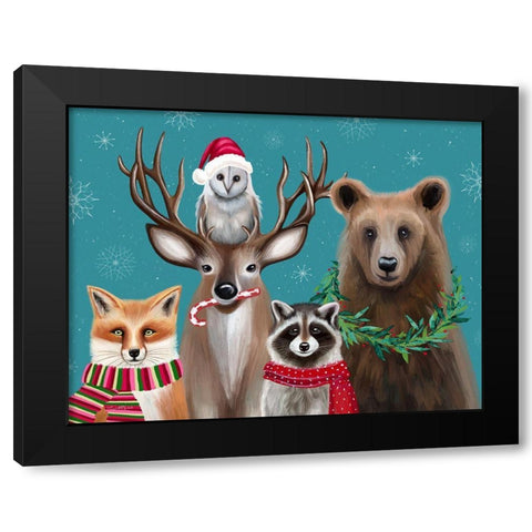 Holiday Friends Black Modern Wood Framed Art Print with Double Matting by Tyndall, Elizabeth