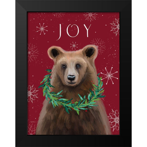 Joy Bear Black Modern Wood Framed Art Print by Tyndall, Elizabeth