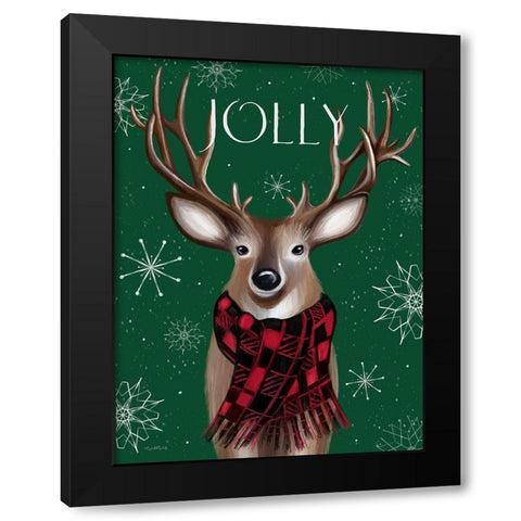 Jolly Reindeer Black Modern Wood Framed Art Print with Double Matting by Tyndall, Elizabeth
