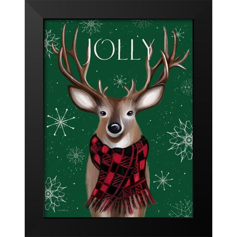 Jolly Reindeer Black Modern Wood Framed Art Print by Tyndall, Elizabeth