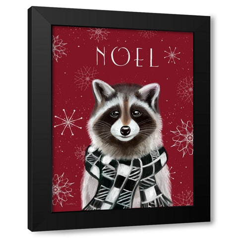 Noel Raccoon Black Modern Wood Framed Art Print with Double Matting by Tyndall, Elizabeth