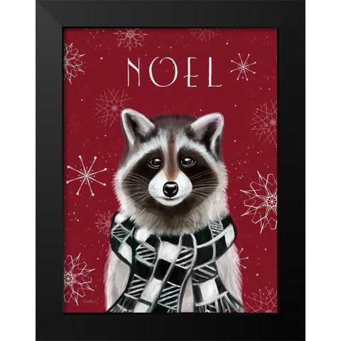 Noel Raccoon Black Modern Wood Framed Art Print by Tyndall, Elizabeth